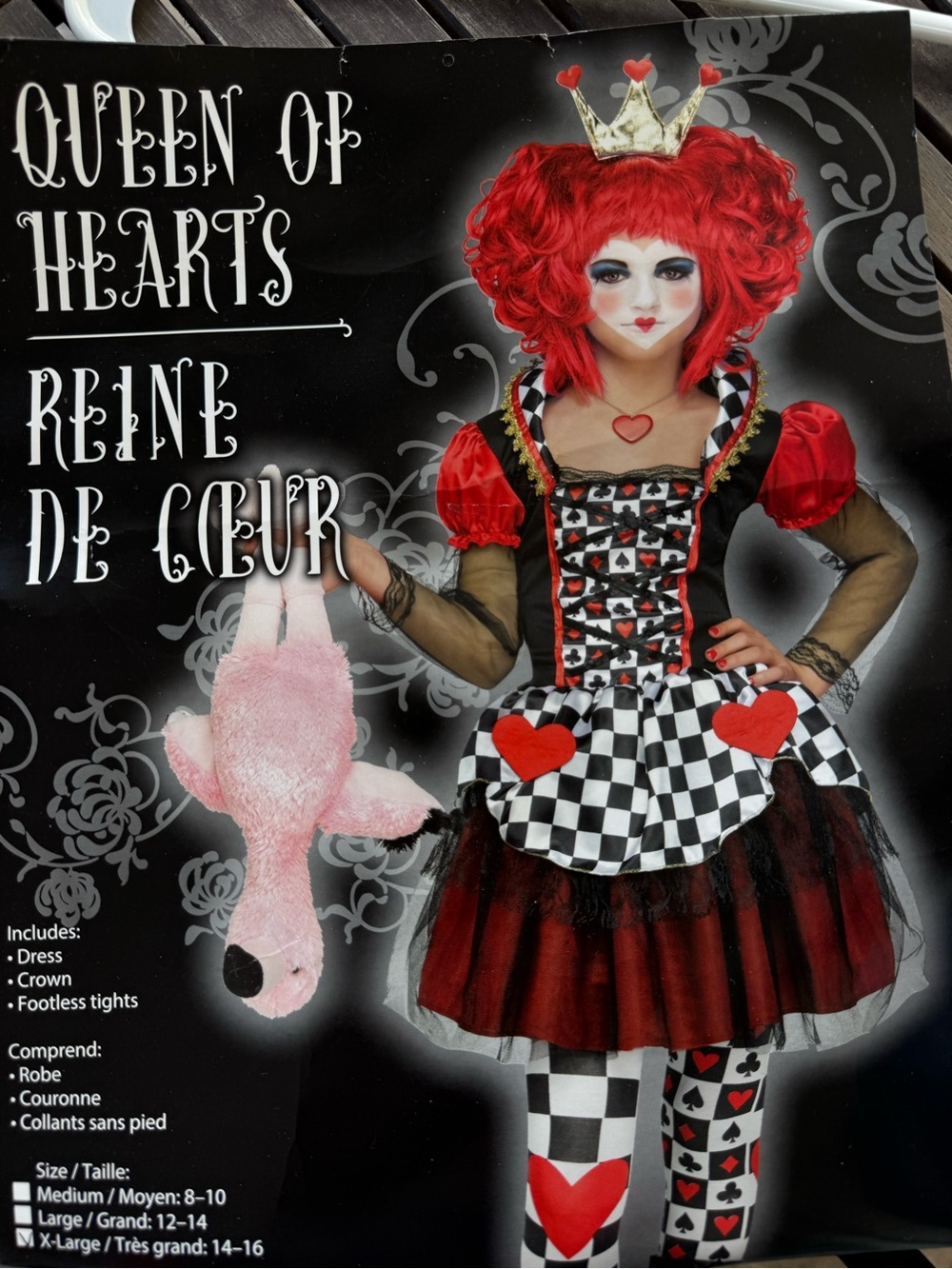 Queen of Hearts Kids Costume - Red/Black size 12/14